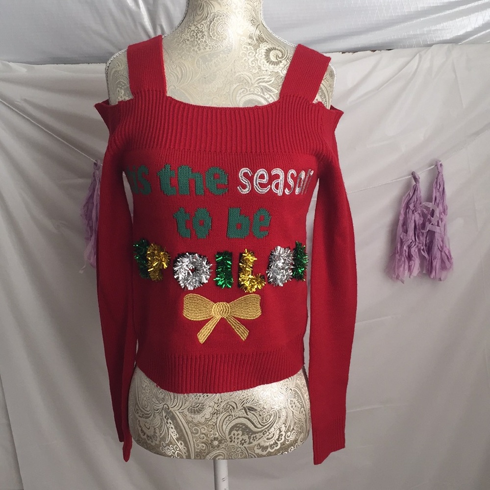 Cold Shoulder Christmas Sweater NWOT!